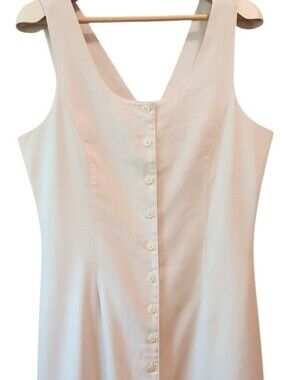 Vtg Victoria Holley (Linen Style) Button Dress – Uniqie Cross Back. Sz. 14